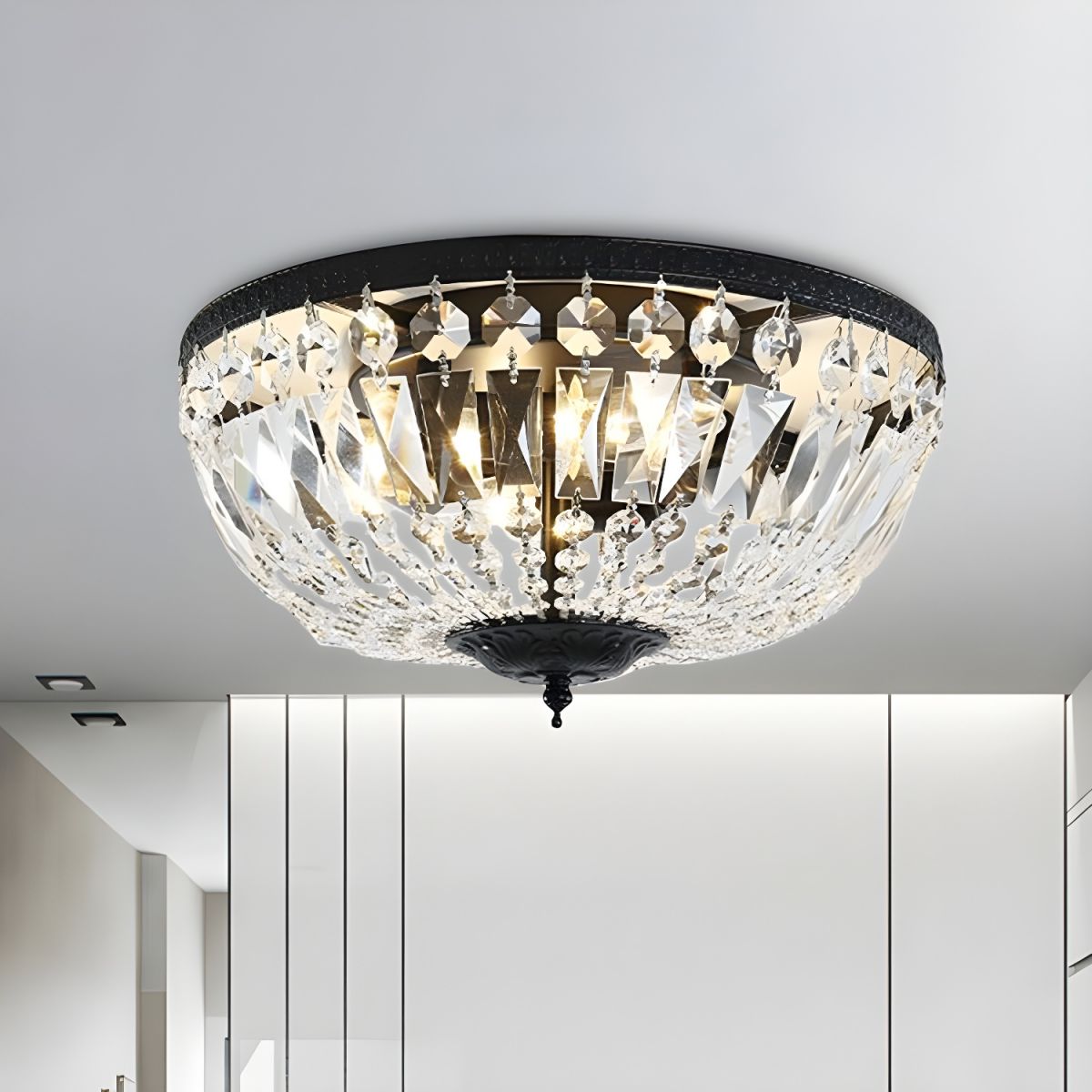 Crystal Dome Ceiling Light Scandinavian Flush Mount | Aurele