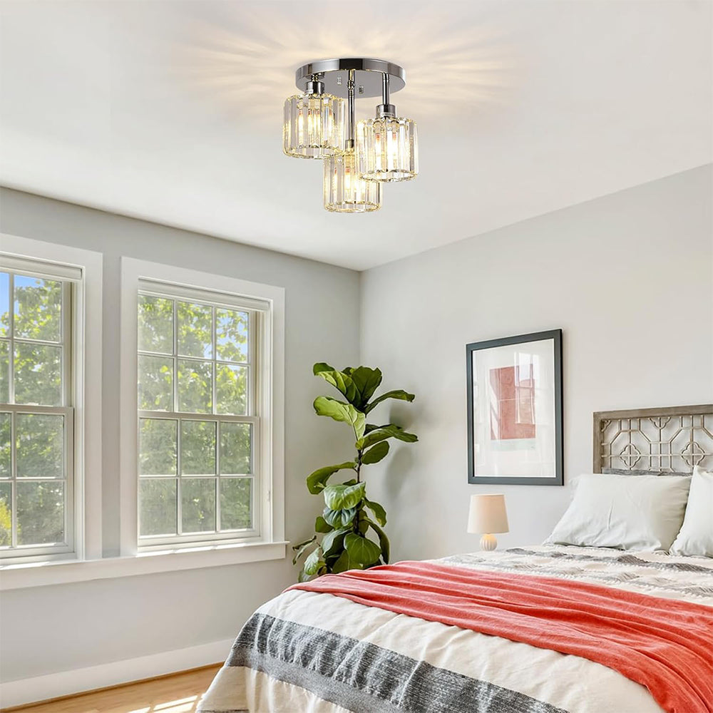 Crystal Semi Flush Ceiling Light Modern Design | Sodera