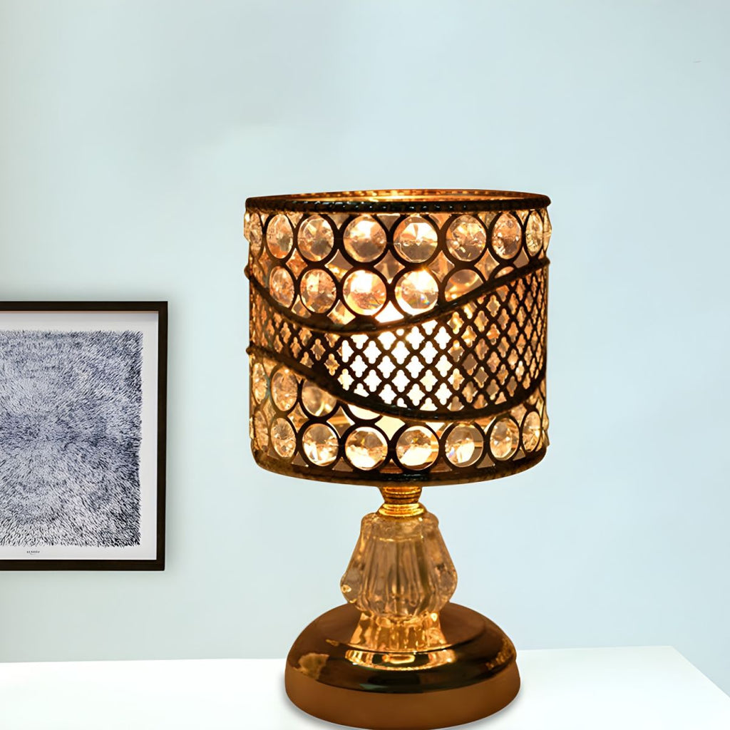 Crystal Shade Table Lamp Gold Modern Style | Cyralis