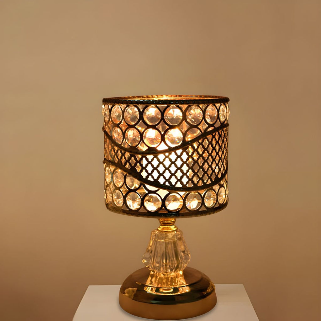 Crystal Shade Table Lamp Gold Modern Style | Cyralis