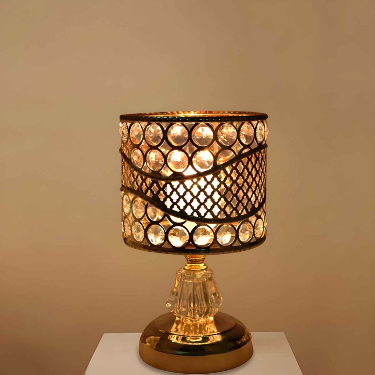 Crystal Shade Table Lamp Gold Modern Style | Cyralis