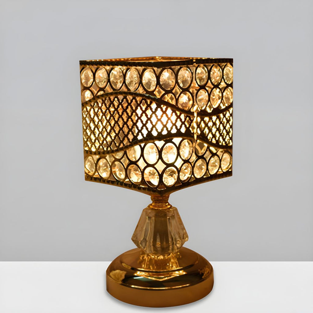 Crystal Shade Table Lamp Gold Modern Style | Cyralis