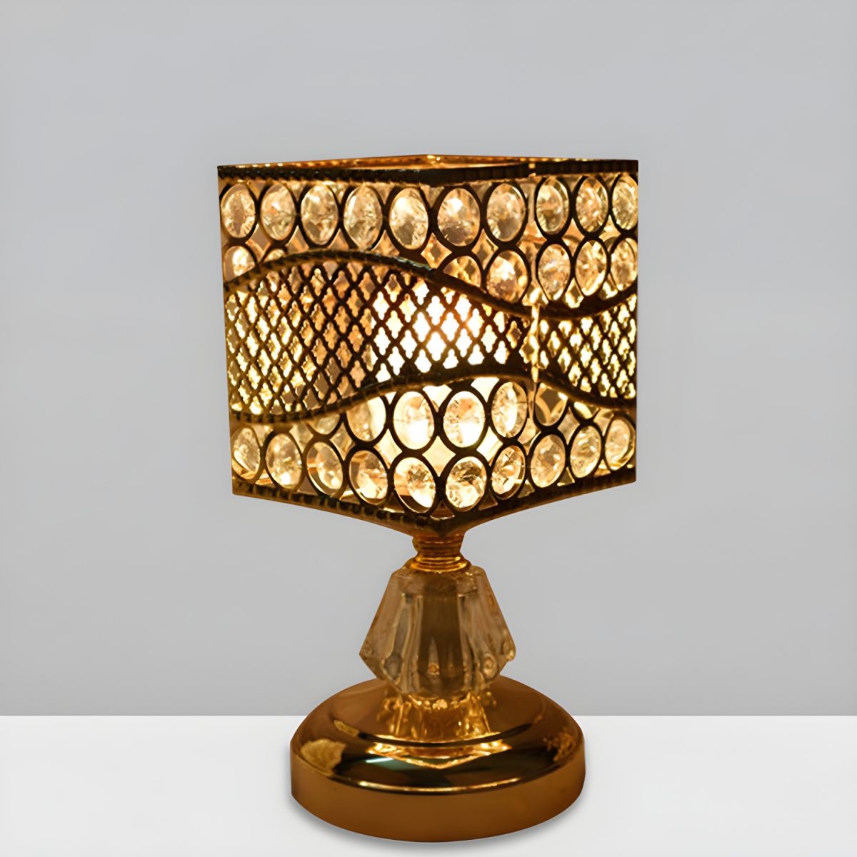 Crystal Shade Table Lamp Gold Modern Style | Cyralis