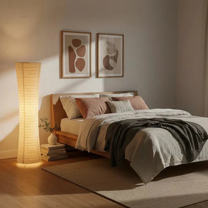 Floor Lamp Paper Shade LED Adjustable Lighting Minimalist | Taveren