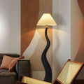 Floor Lamp with Resin Base and Pleated Oriental Shade | Vantris