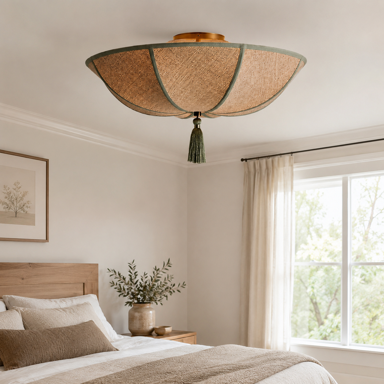 Floral Fabric Shade Ceiling Light Fixture | Lumivyn