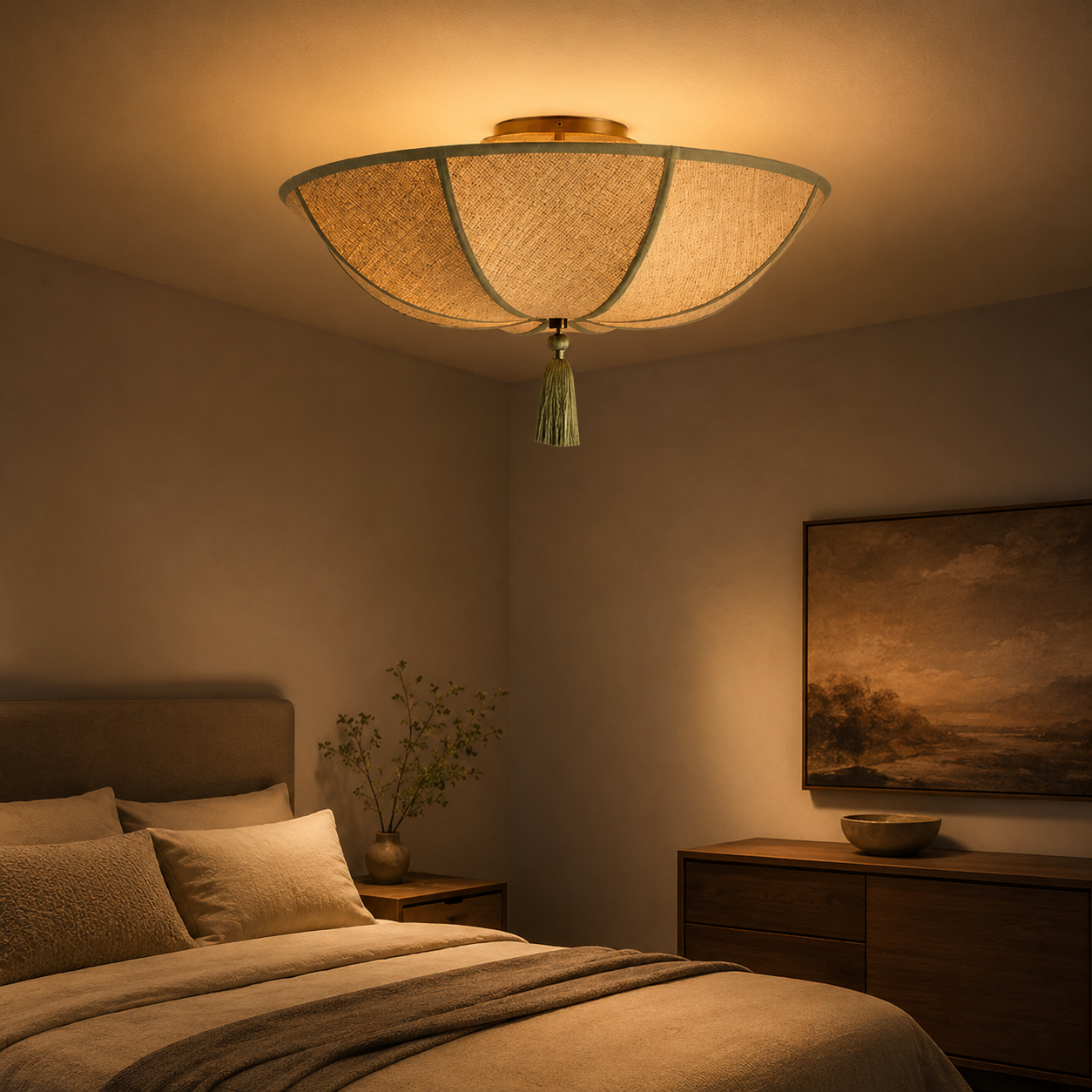 Floral Fabric Shade Ceiling Light Fixture | Lumivyn