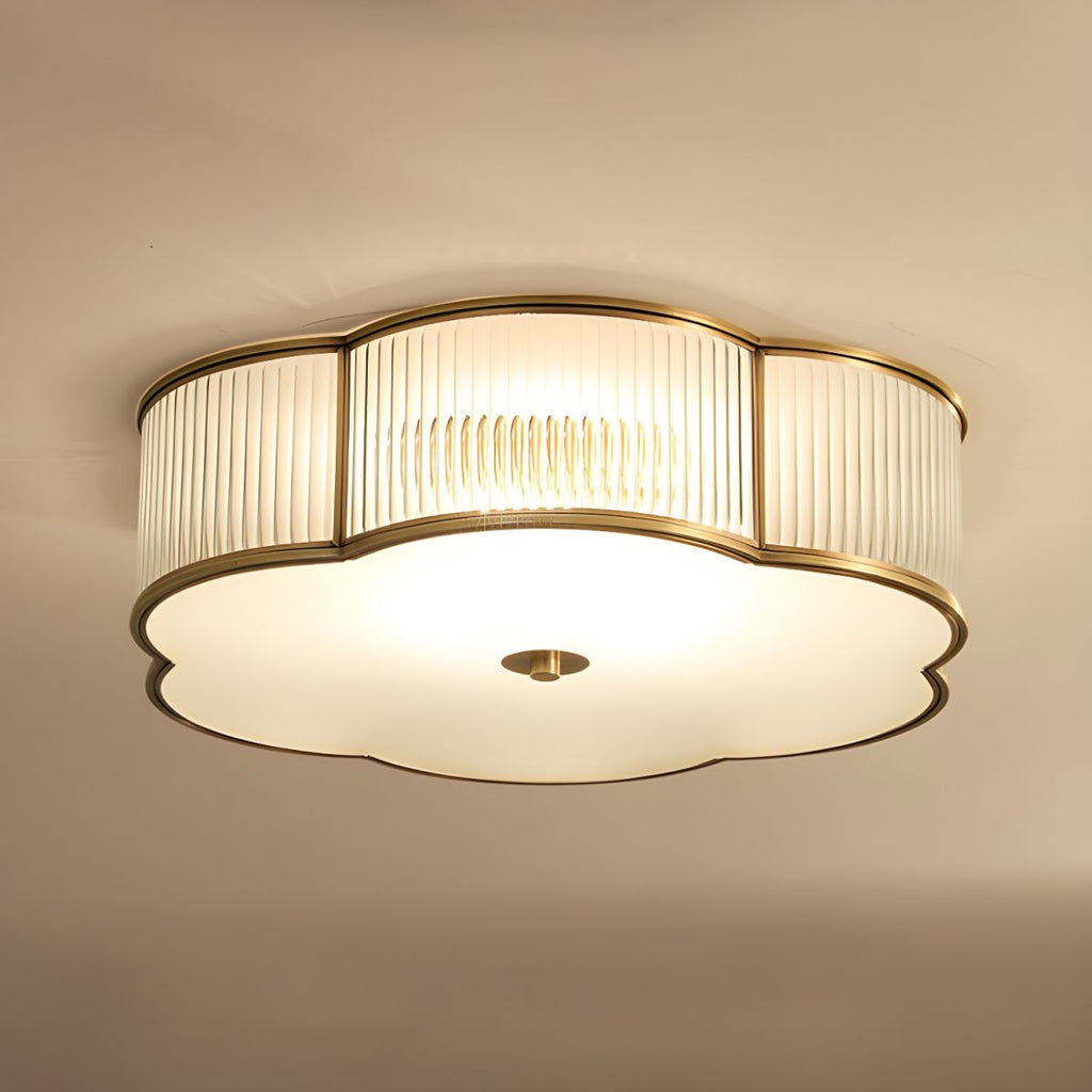 Flush Mount Ribbed Glass Ceiling Light in Traditional Style | Avelle