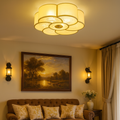 Frosted Glass Ceiling Light Flush Mount Brass Finish | Melora