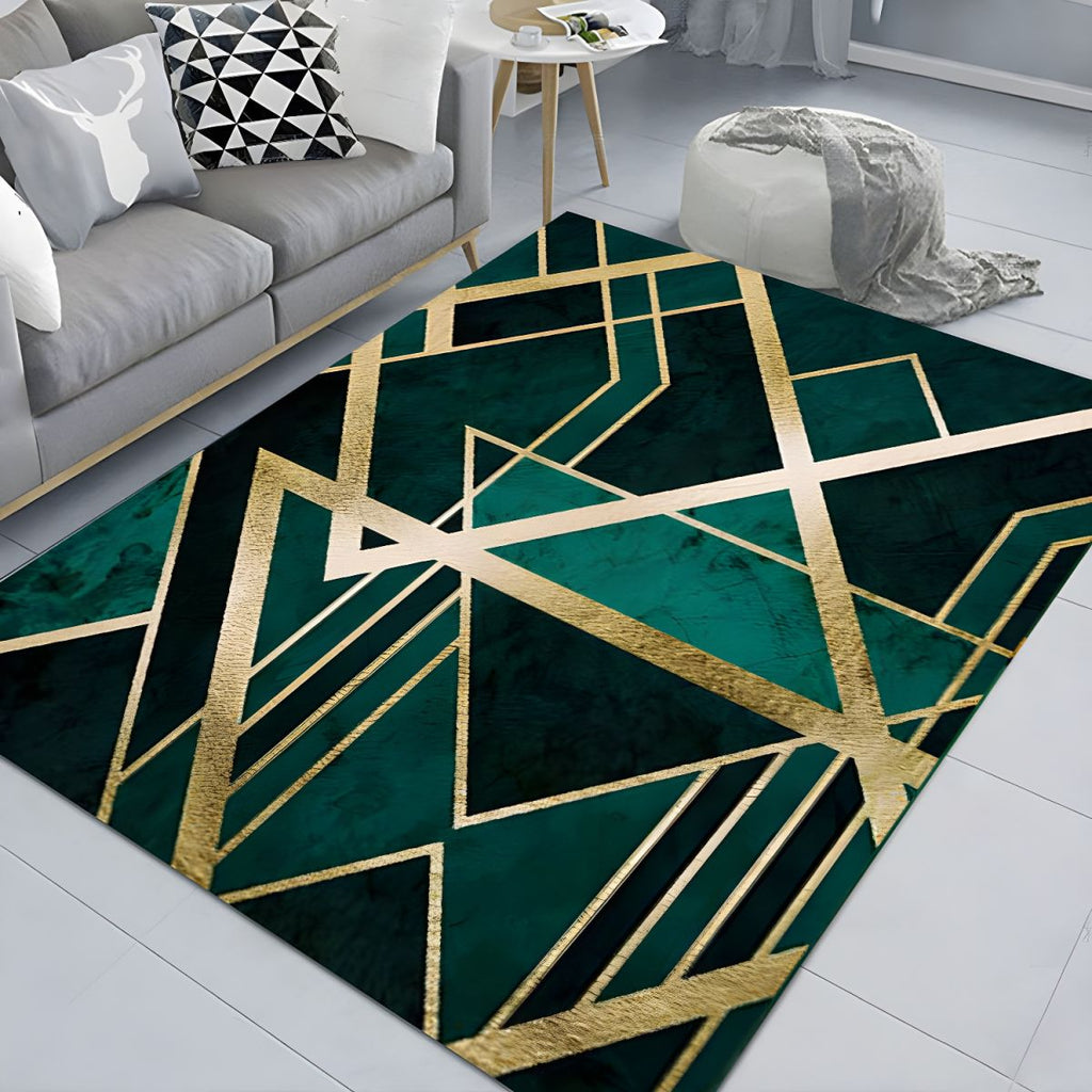 Geometric Glam Rug Non Slip Indoor Living Room Bedroom | Cordova
