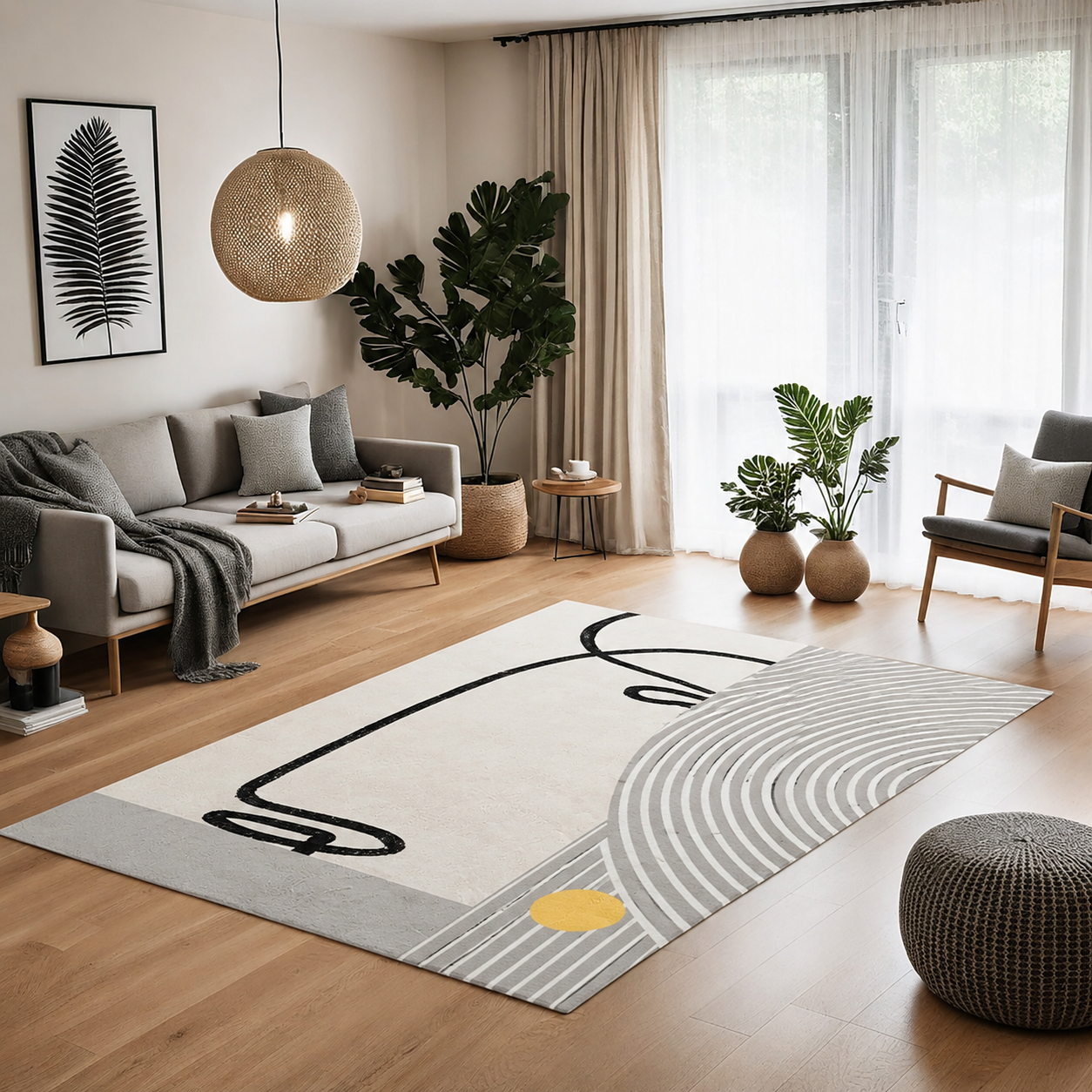 Geometric Pattern Scandinavian Style Polyester Rug | Vendalo