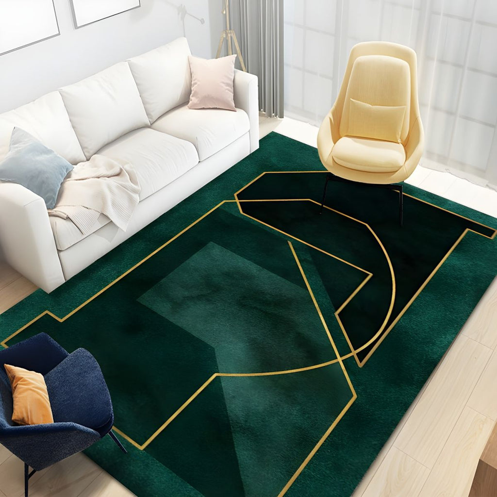 Glam Geometric Non Slip Rectangular Modern Area Rug | Caldris