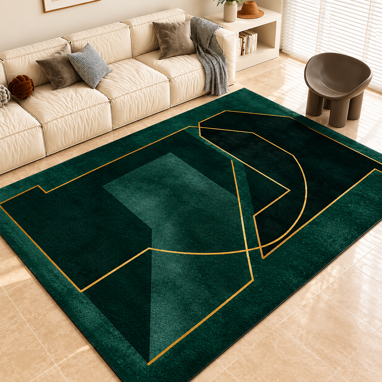 Glam Geometric Non Slip Rectangular Modern Area Rug | Caldris