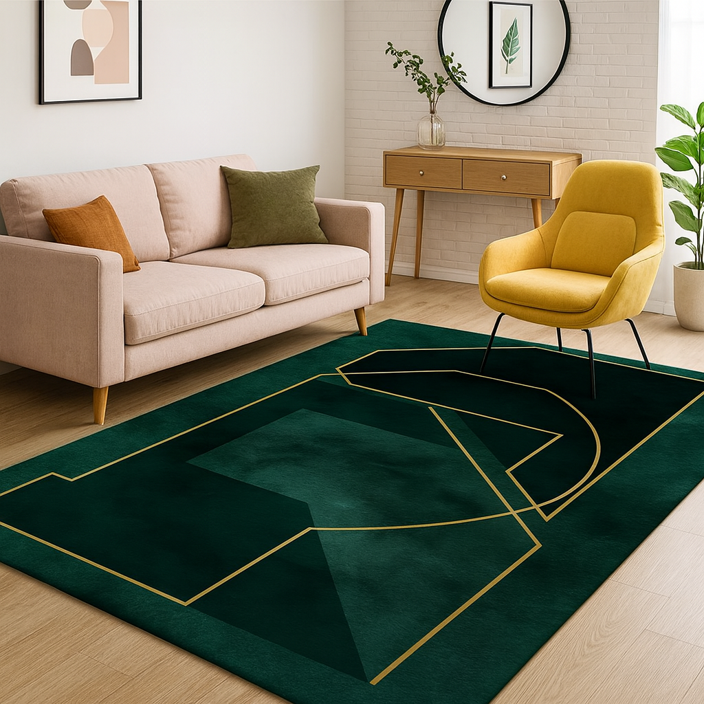 Glam Geometric Non Slip Rectangular Modern Area Rug | Caldris