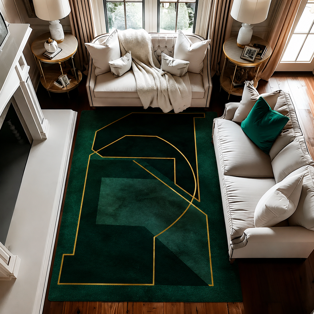 Glam Geometric Non Slip Rectangular Modern Area Rug | Caldris