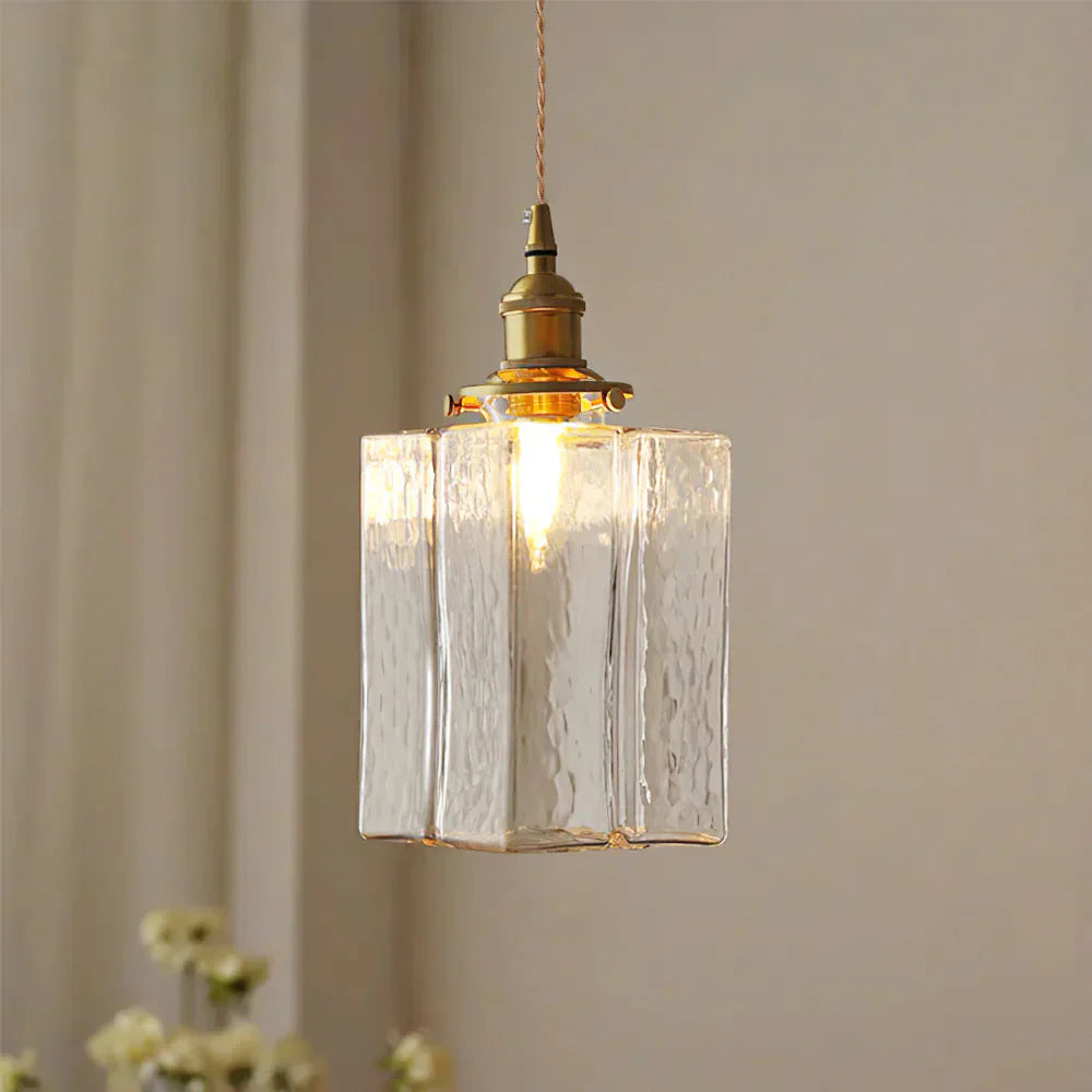 Glass Pendant Light with Brass Swag Design | Sorina
