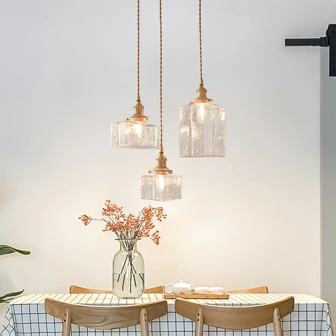 Glass Pendant Light with Brass Swag Design | Sorina