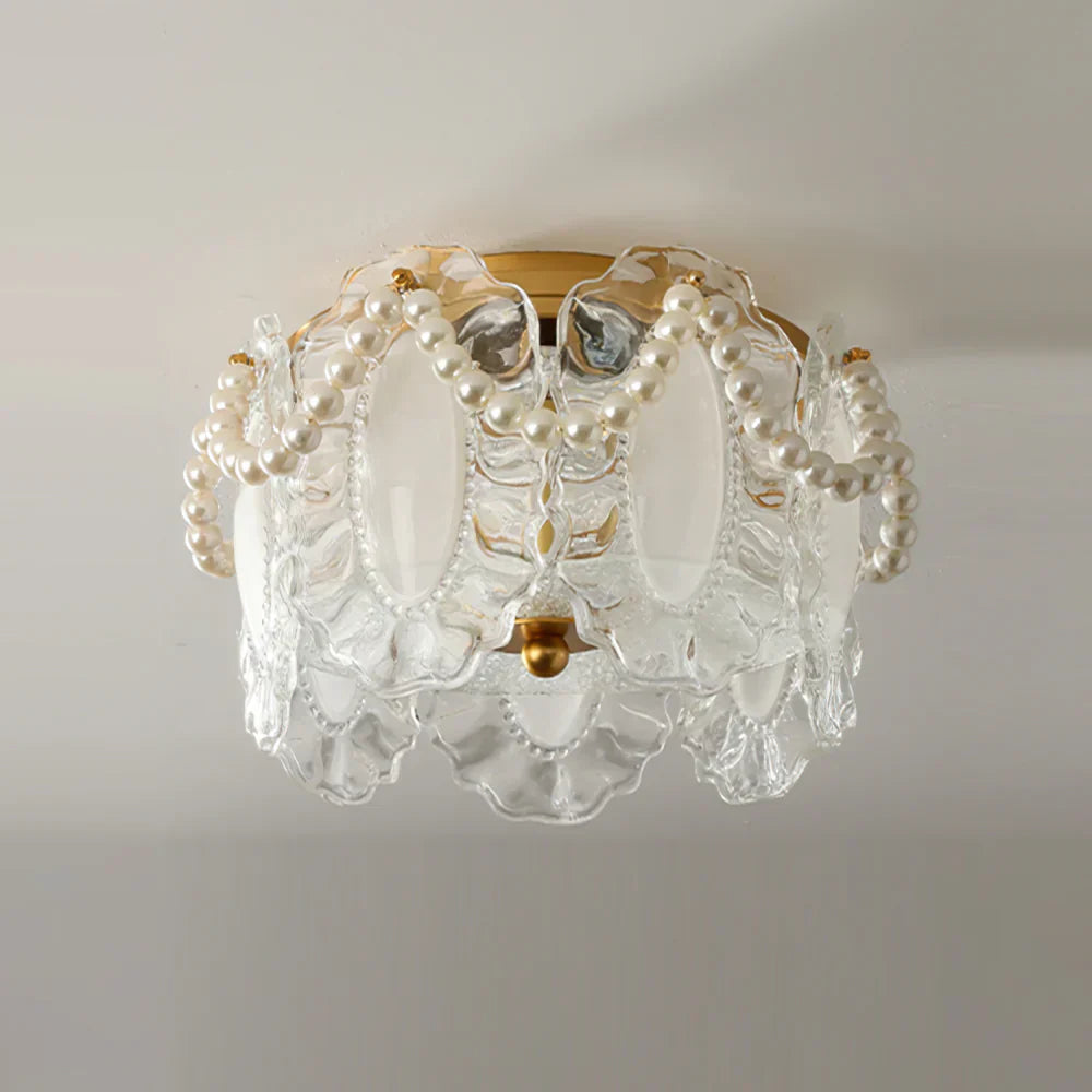 Glass Petal Ceiling Light with Pearl Accent Scandinavian | Lumvox