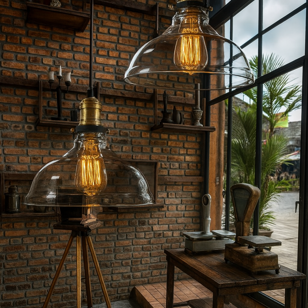 Glass Shade Pendant Light with Brass Socket Vintage | Belvora