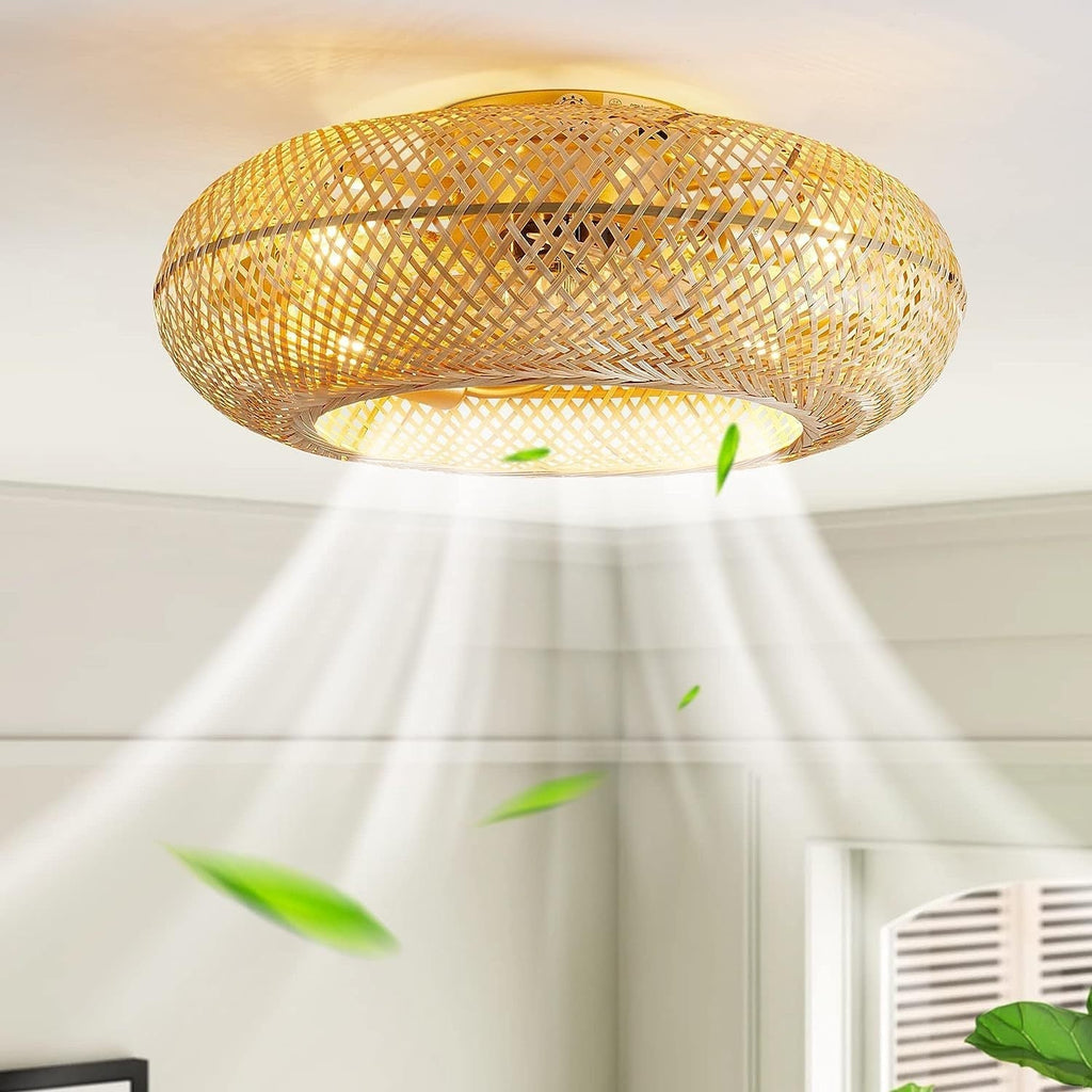 Handwoven Bamboo Ceiling Light Fan Scandinavian Style | Solires