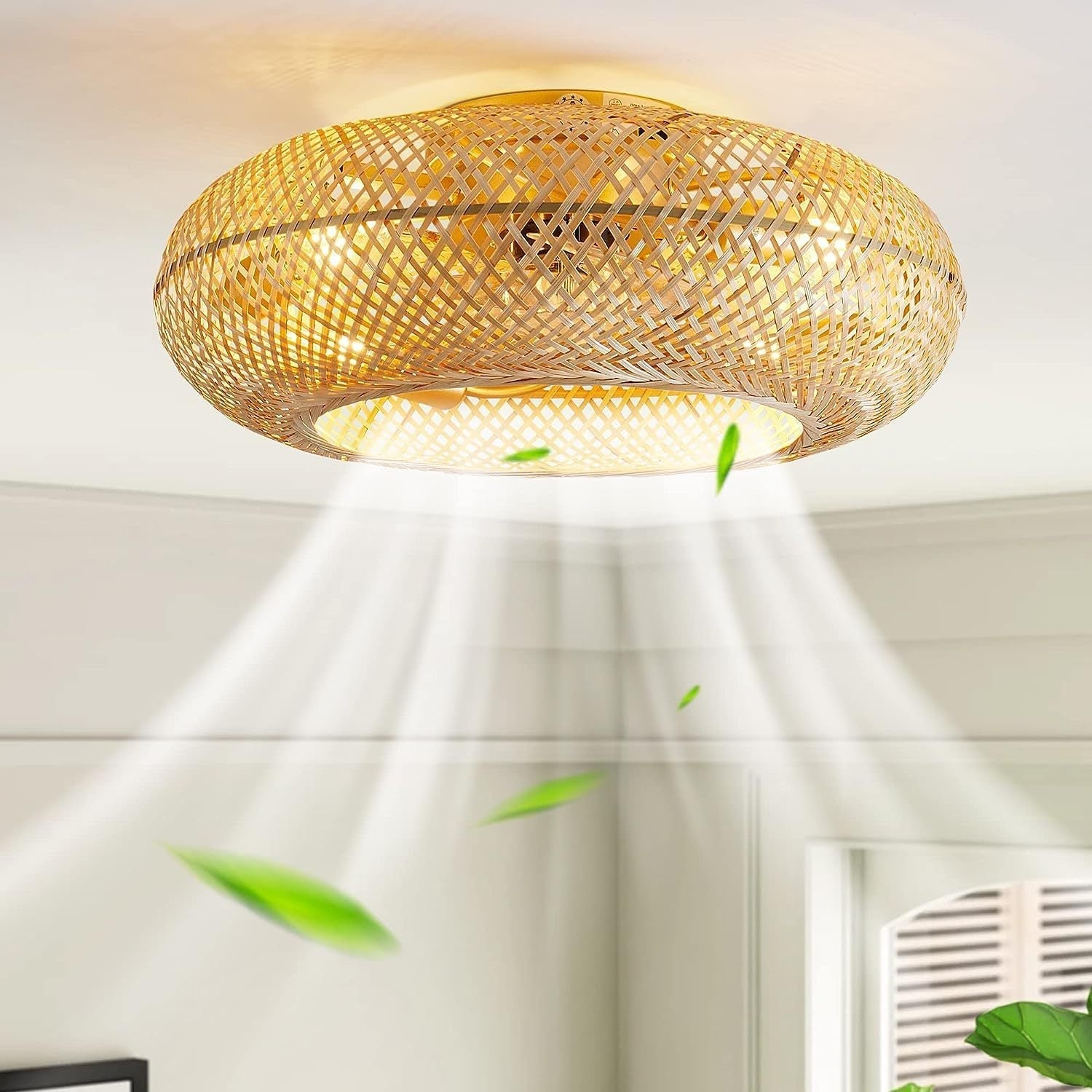 Handwoven Bamboo Ceiling Light Fan Scandinavian Style | Solires