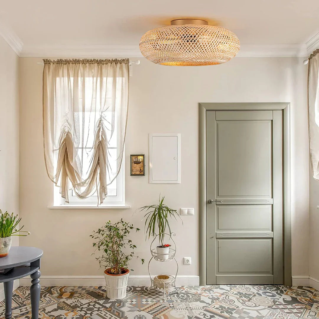 Handwoven Bamboo Ceiling Light Fan Scandinavian Style | Solires