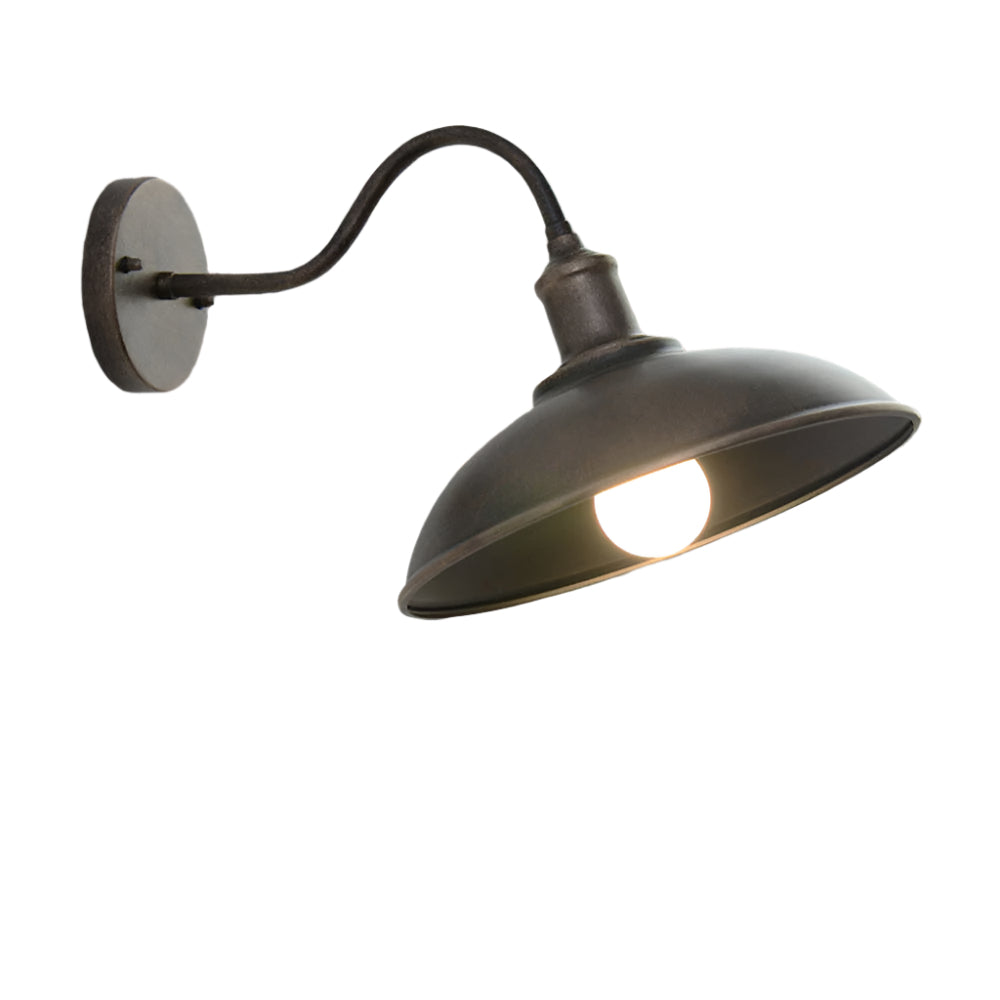 Industrial Iron Bowl Outdoor Gooseneck Wall Light | Ironova