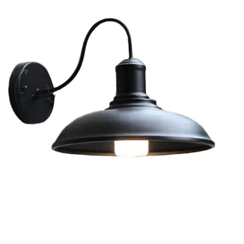 Industrial Iron Bowl Outdoor Gooseneck Wall Light | Ironova