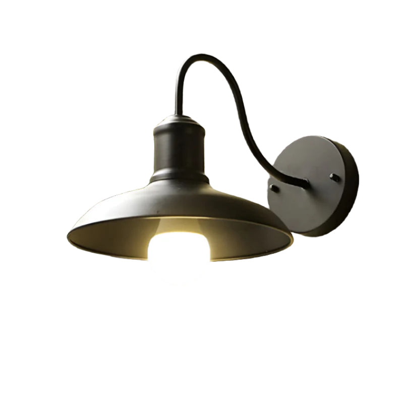 Industrial Iron Bowl Outdoor Gooseneck Wall Light | Ironova