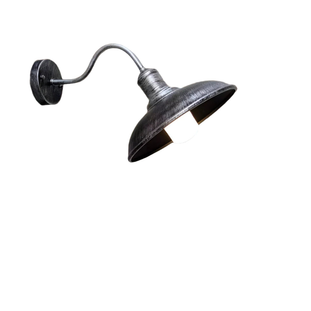 Industrial Iron Bowl Outdoor Gooseneck Wall Light | Ironova