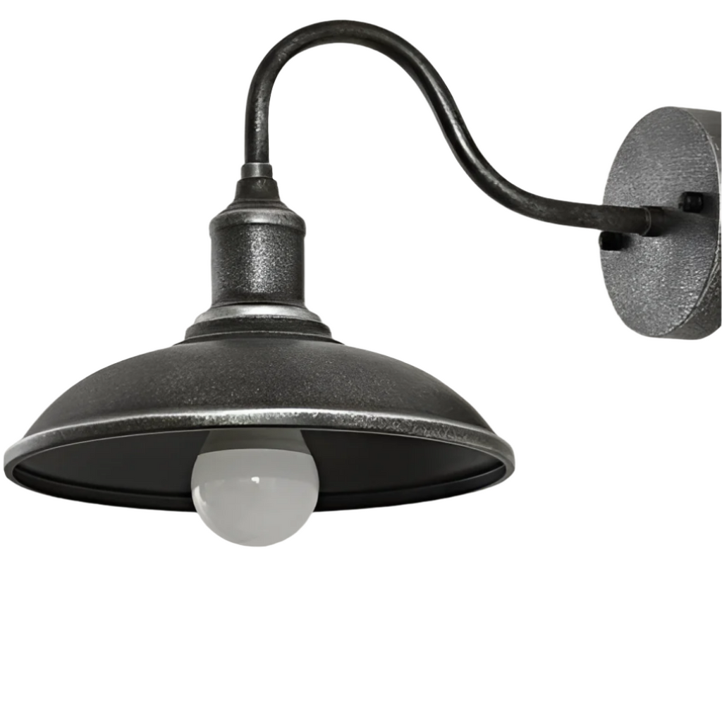 Industrial Iron Bowl Outdoor Gooseneck Wall Light | Ironova