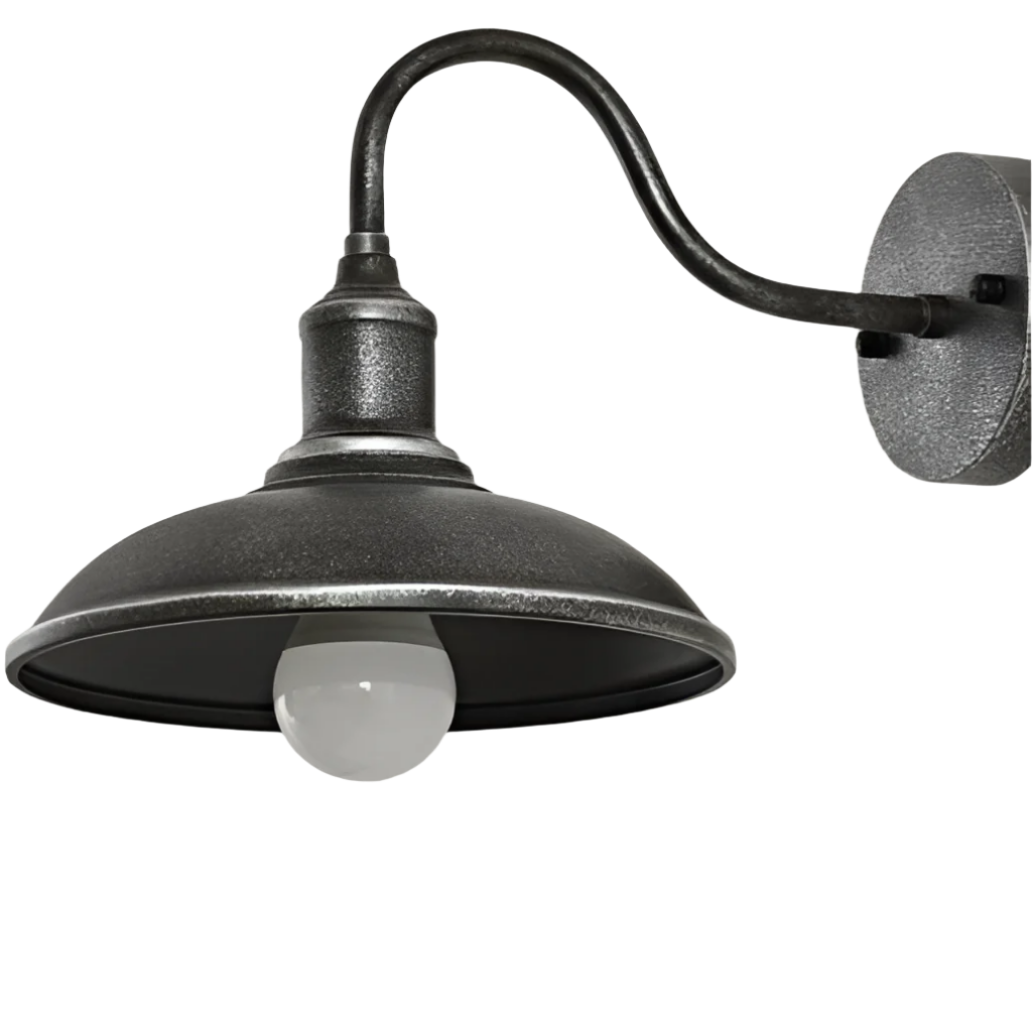 Industrial Iron Bowl Outdoor Gooseneck Wall Light | Ironova