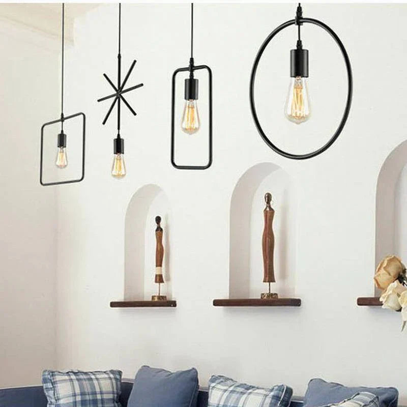 Industrial Metal Frame Pendant Light Fixture | Torvian