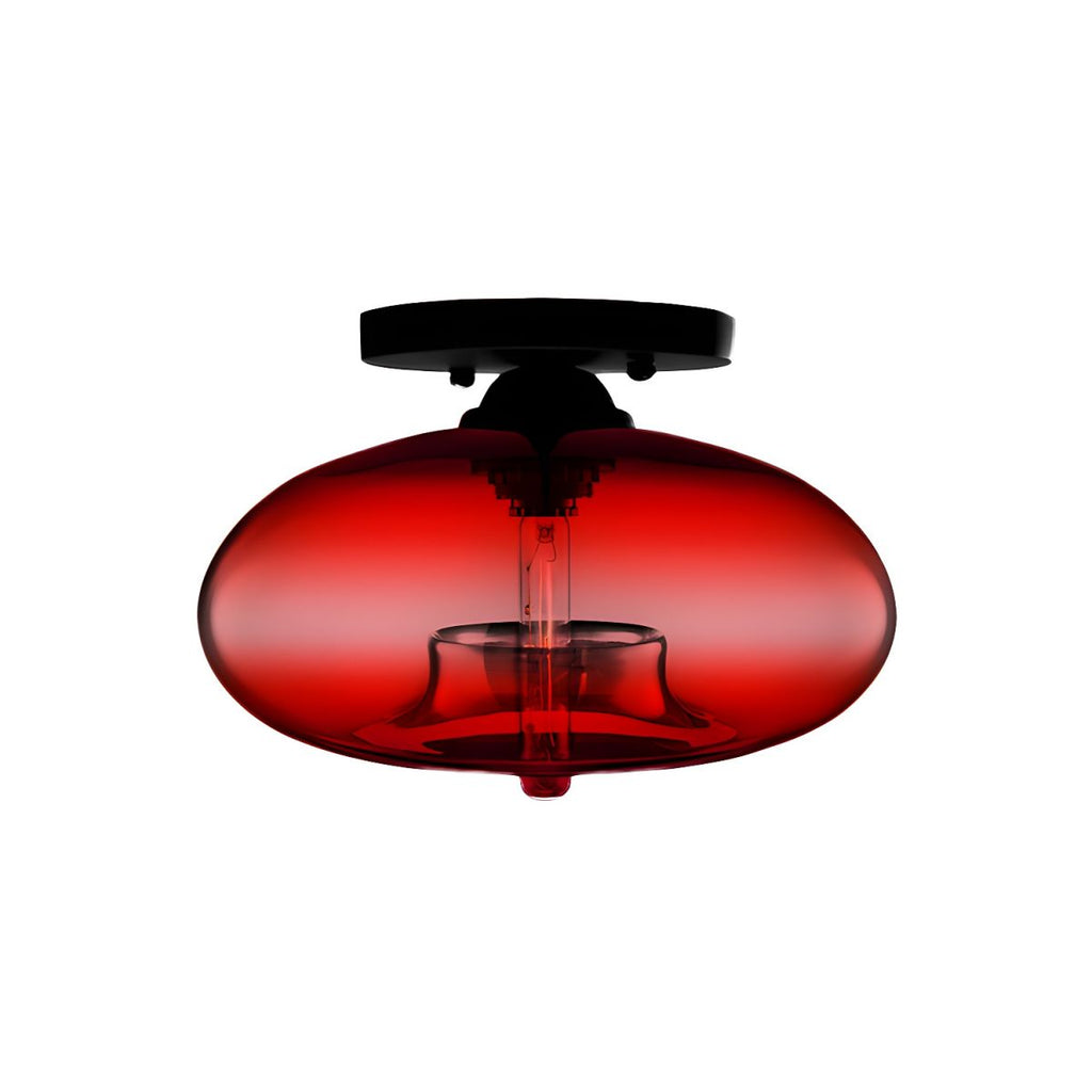 Industrial Oval Glass Shade Ceiling Light | Avelora