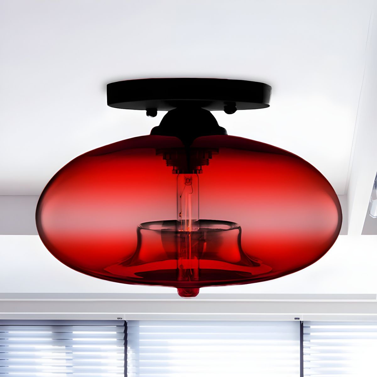 Industrial Oval Glass Shade Ceiling Light | Avelora