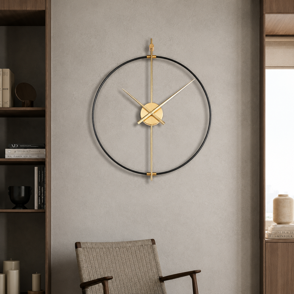 Iron Frame Vintage Style Wall Clock Black Gold Silent | Marvenco