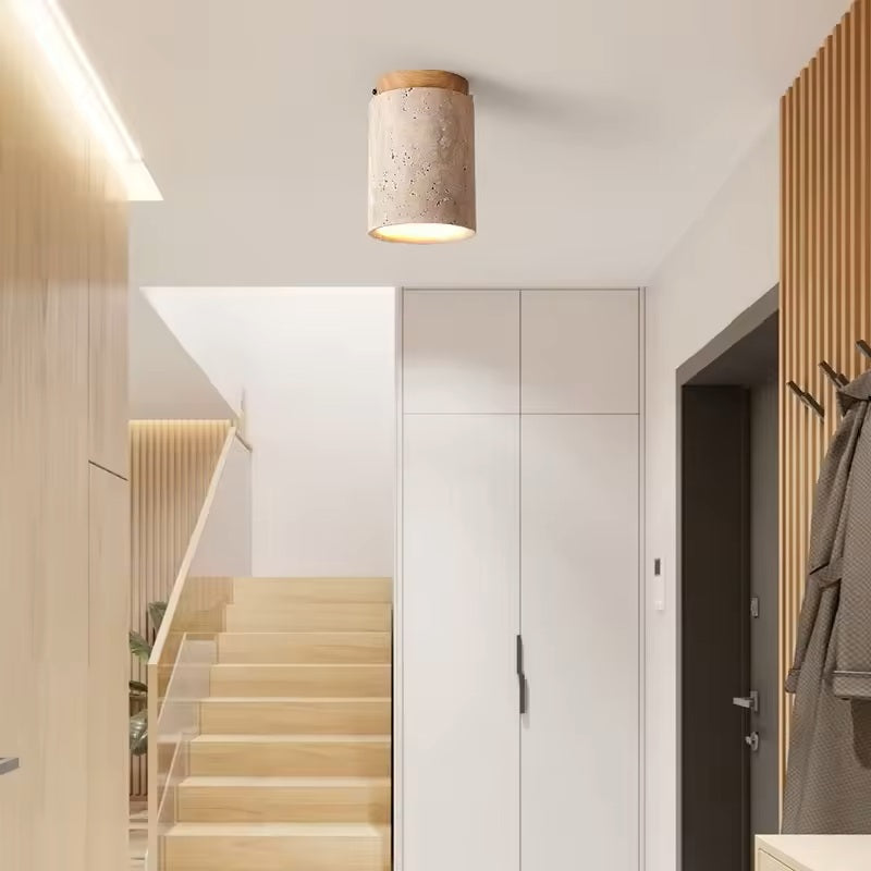 Japandi Marble Wood Ceiling Light Fixture | Lumiora