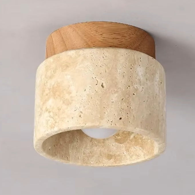Japandi Marble Wood Ceiling Light Fixture | Lumiora