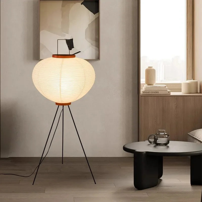 Japanese Rice Paper Floor Lamp with Metal Frame Design | Gelvino