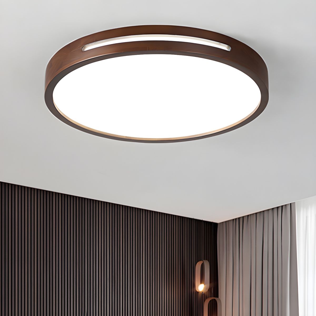 Japanese Wood LED Flush Ceiling Light | Lumzor