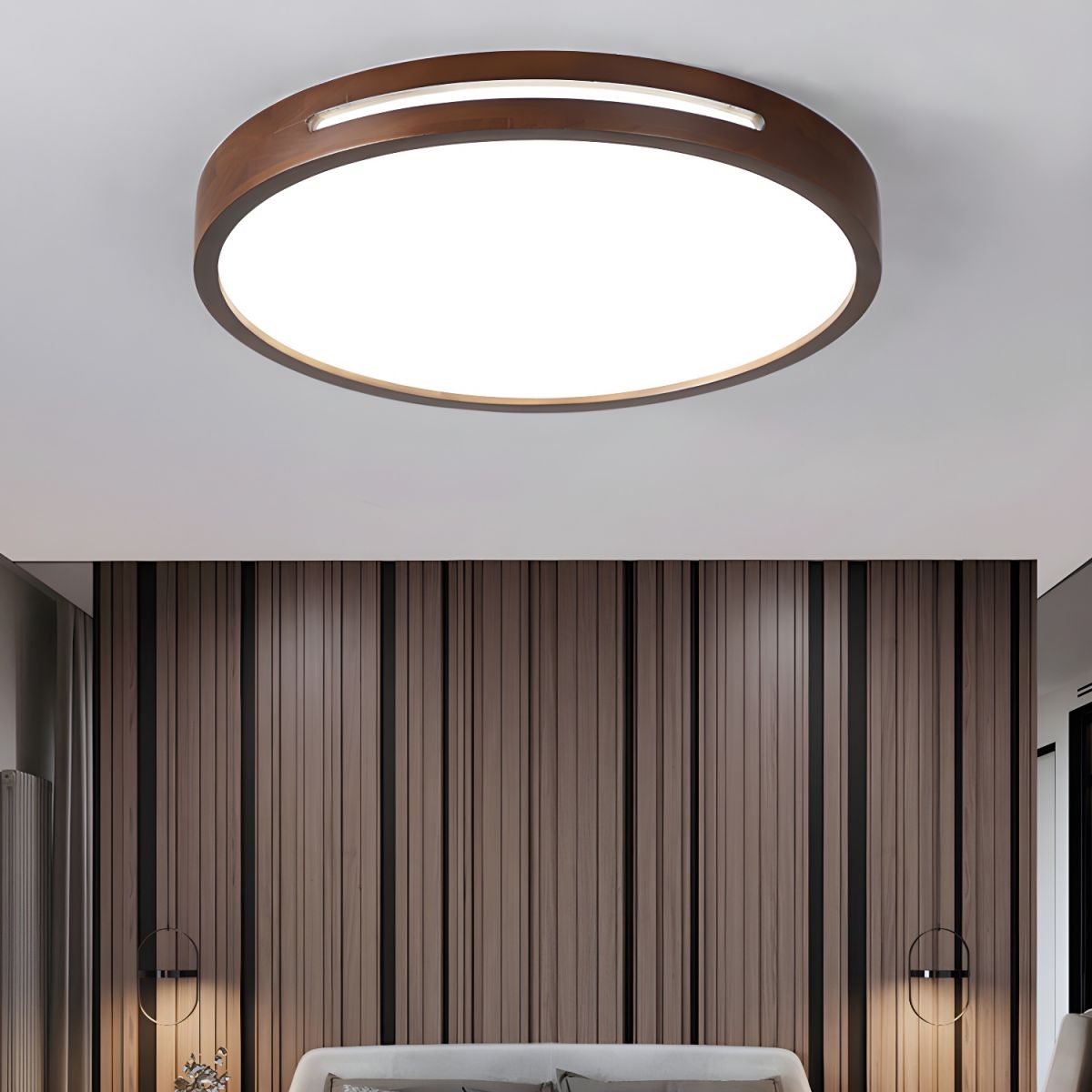 Japanese Wood LED Flush Ceiling Light | Lumzor