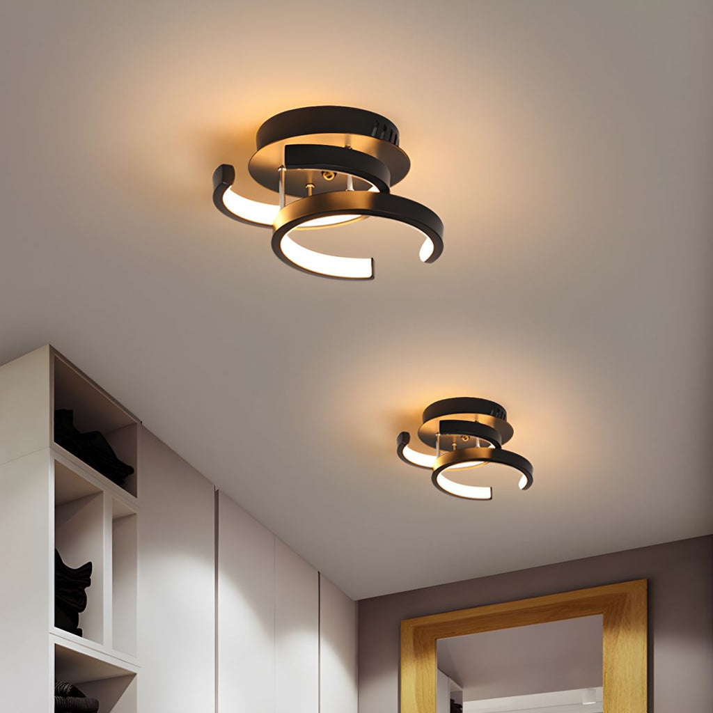 LED Moon Shape Ceiling Light Black or White Modern | Linara