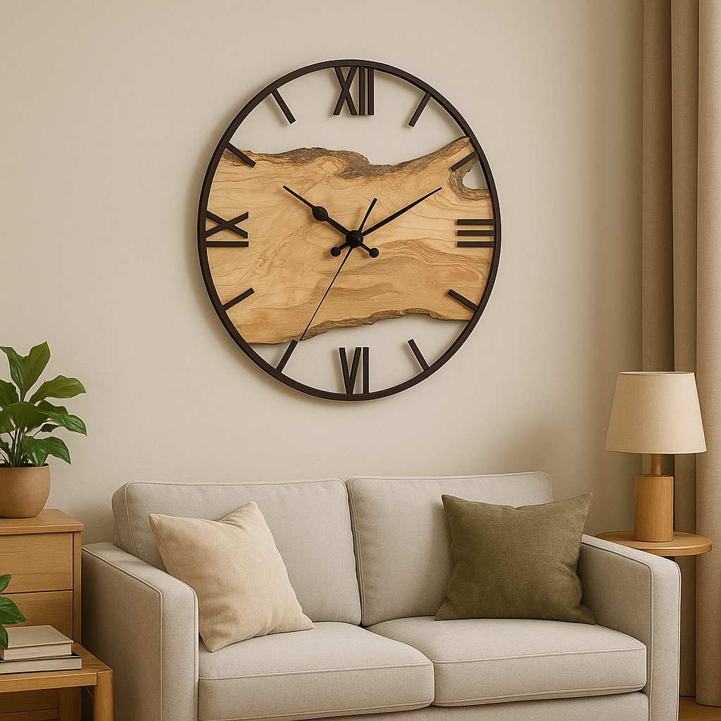 Large Silent Minimalist Black Decorative Wall Clock | Horlume