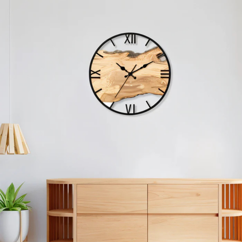 Large Silent Minimalist Black Decorative Wall Clock | Horlume