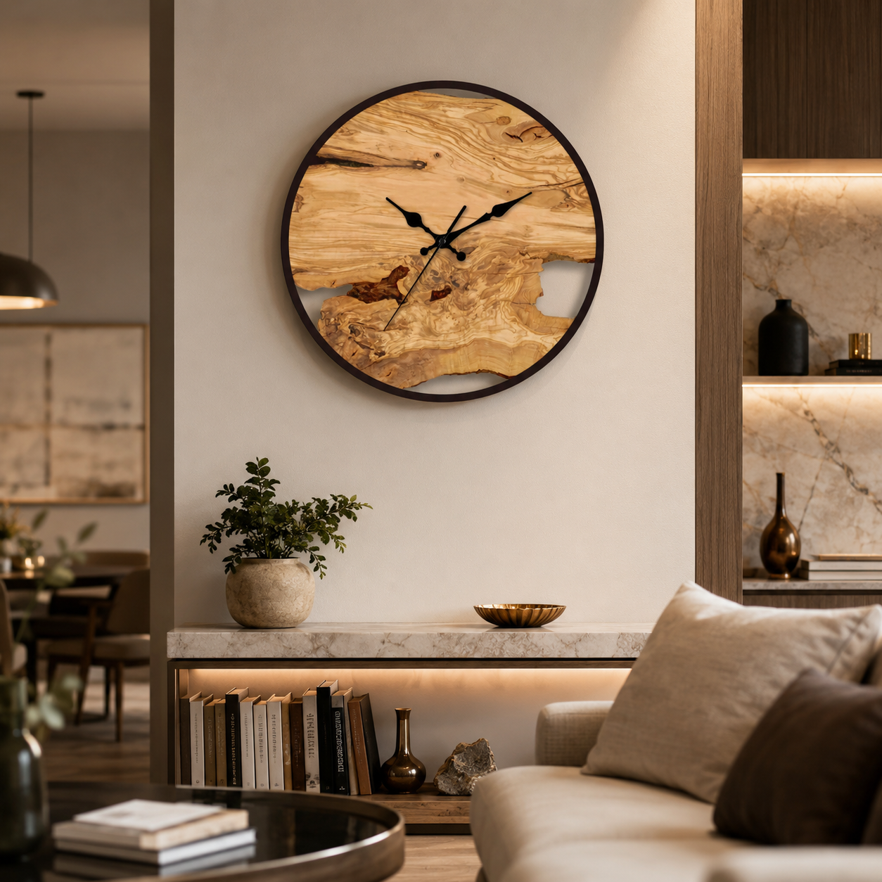Large Silent Minimalist Black Decorative Wall Clock | Horlume