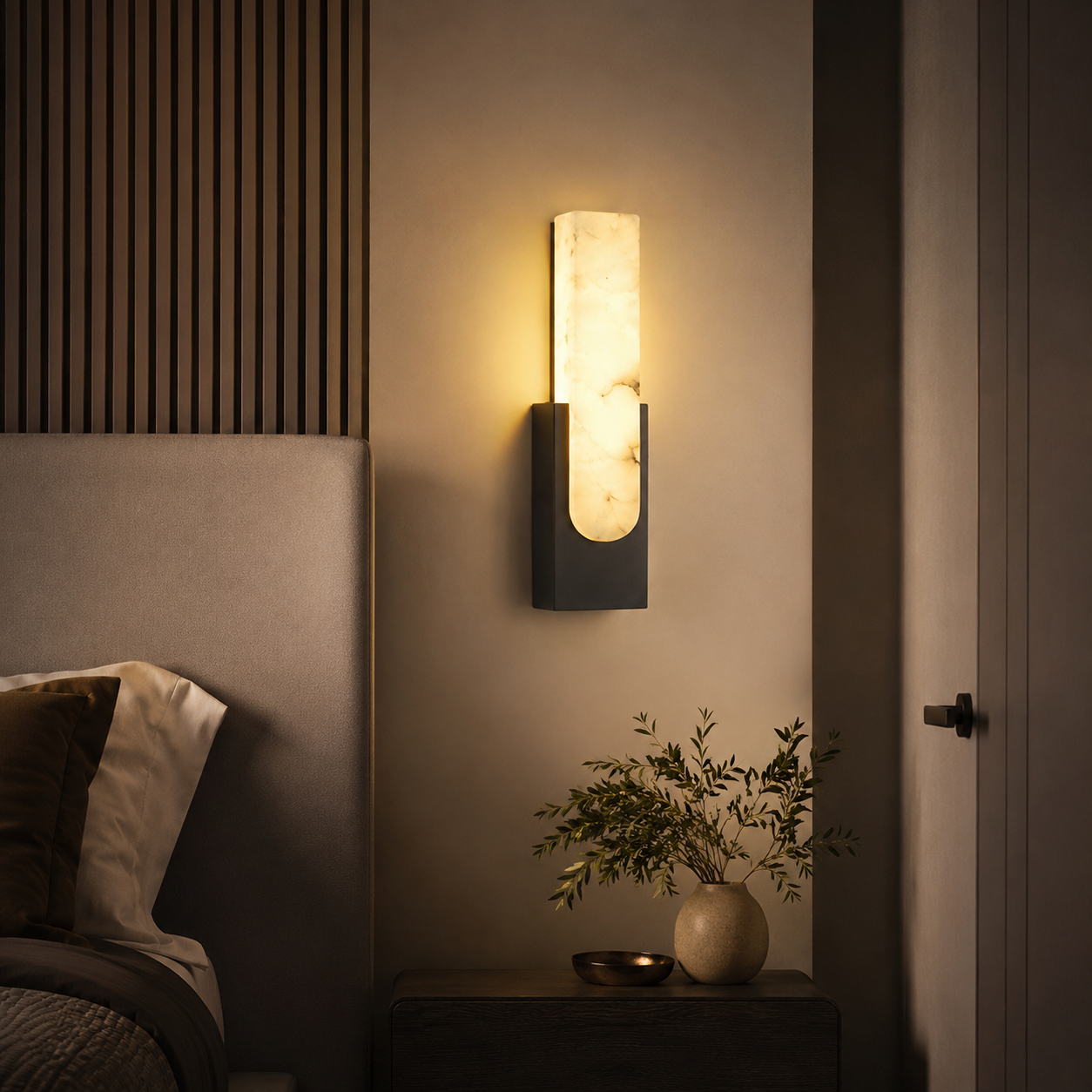 Minimalist Artificial Alabaster LED Wall Light | Alviora