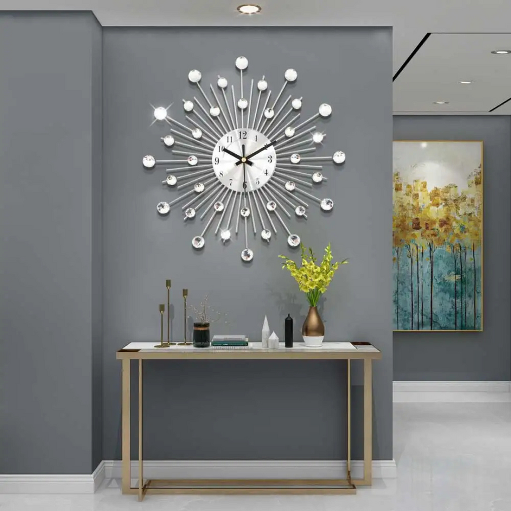Minimalist Metal Frame Silver Wall Clock Quartz | Veltora
