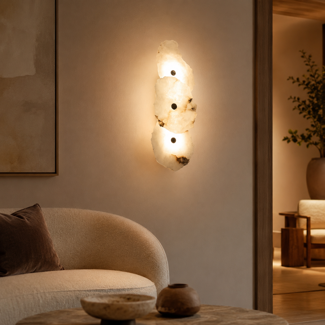 Solid Marble LED Wall Light - Minimalist Modern Sconce