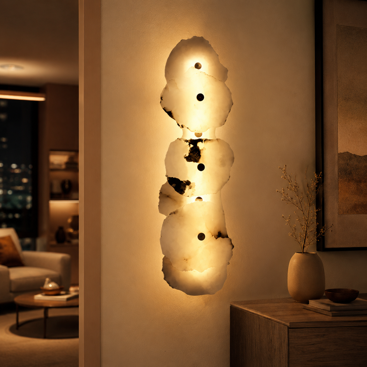 Solid Marble LED Wall Light - Minimalist Modern Sconce