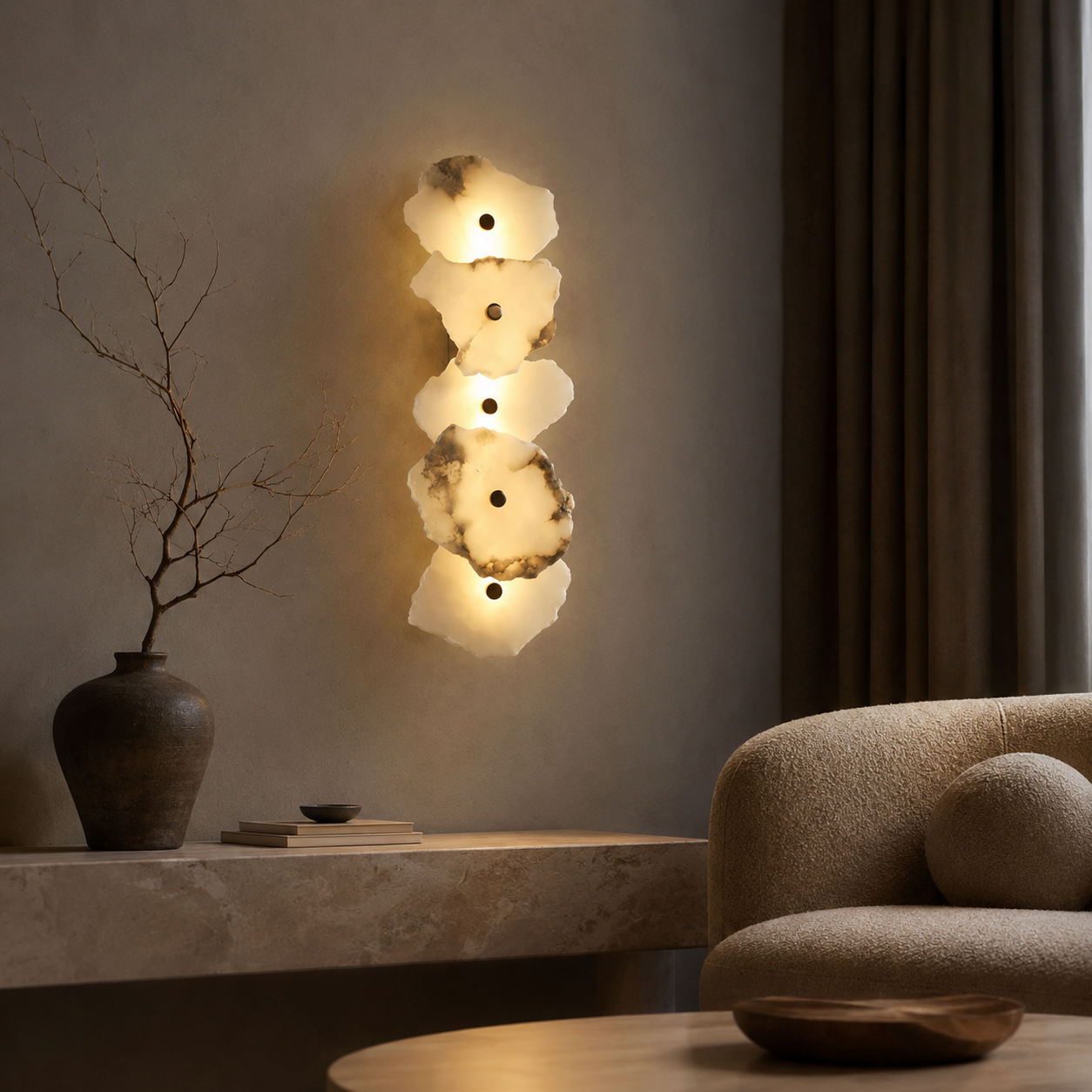 Solid Marble LED Wall Light - Minimalist Modern Sconce